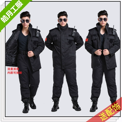 Толстая служба безопасности холодный -надежный слой многофункциональный военный тренажерный ватный ватный ватный курт из зимней хлопчатобумажной куртки.