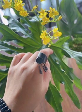 原创设计苗族流苏个性暗黑风格纯银戒指