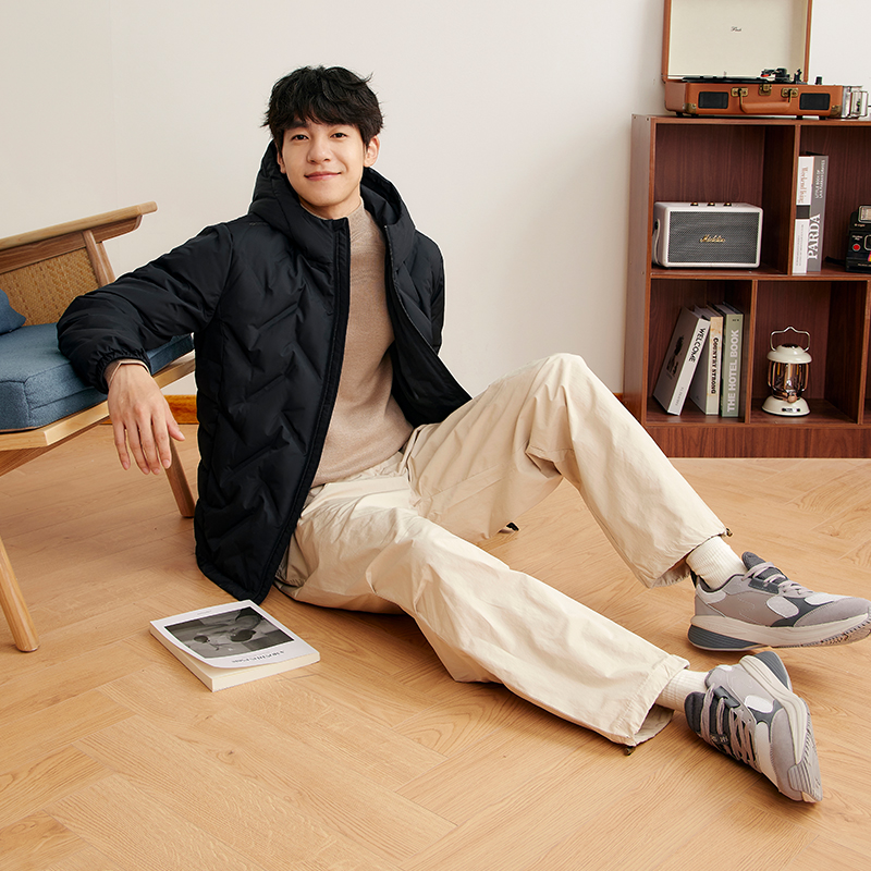 361羽绒服男2024冬季男士加厚保暖连帽羽绒服无缝羽绒运动外套男