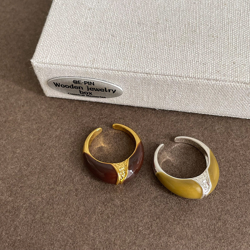 French retro oil dripping texture ring women's niche design light luxury personality exquisite fashion trend ring ring