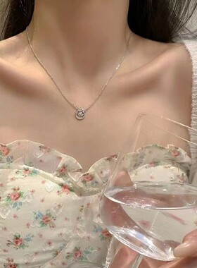 韩国圆环锆石项链女夏ins简约高级百搭配饰轻奢小众设计感锁骨链