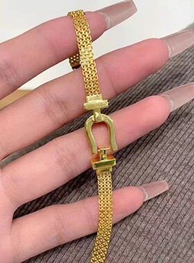 意大利轻奢米兰尼斯表带马蹄扣手链vintage复古简约蕾丝腕带手环