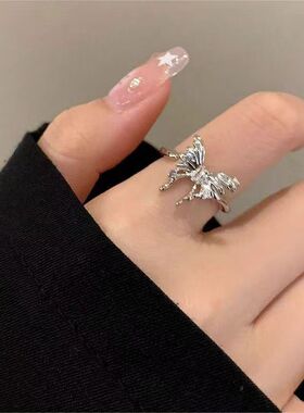 恣意银蝶开口戒女镂空不规则锆石小众设计感超仙感冷淡风网红指环