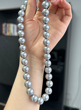 灰色珍珠项链女倪妮同款贝珠锁骨链s925纯银小众高级感潮流N7669