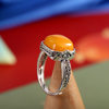 Chunfeng Sihan s925 silver aged Thai silver square beeswax ring women's niche design retro versatile open ring