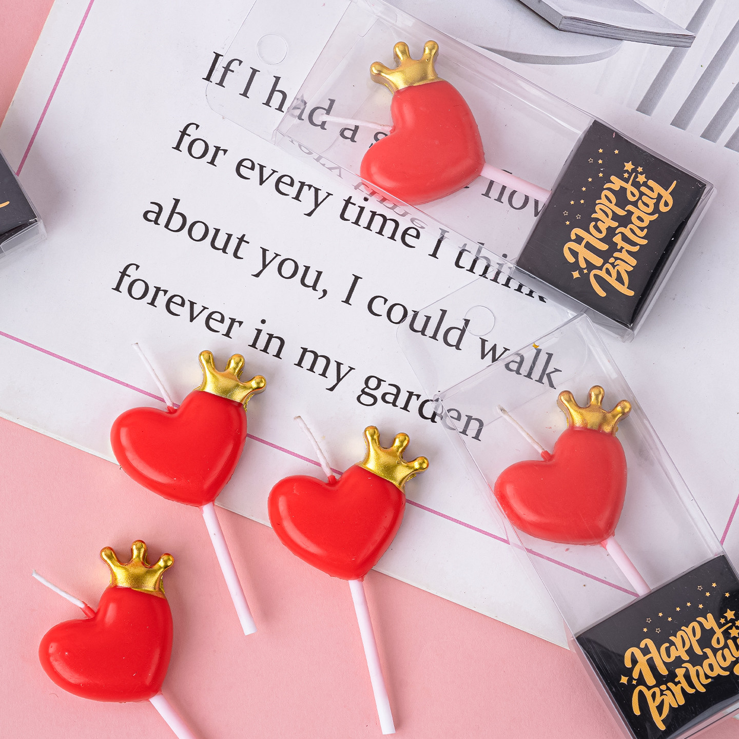 网红情人节蛋糕装饰皇冠桃心爱心蜡烛插件情侣告白表白生日装扮,淘宝优惠券,粉丝福利购,淘宝优惠卷