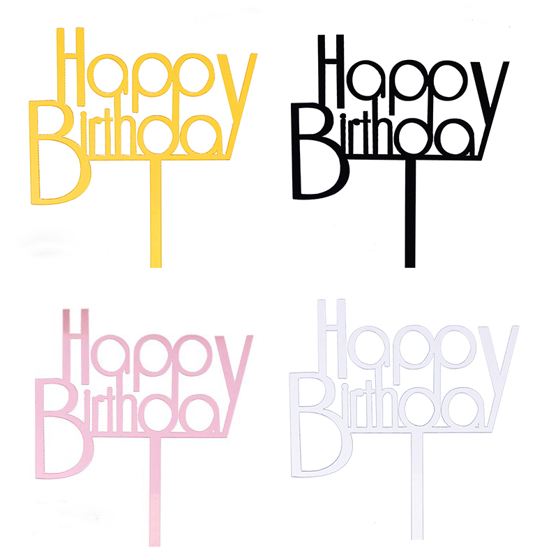 10枚亚克力蛋糕装饰生日快乐插件网红情人节父亲妈妈祝寿插牌摆件