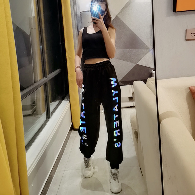 夏季速干jazz白色爵士休闲潮运动裤 猫仕休闲裤