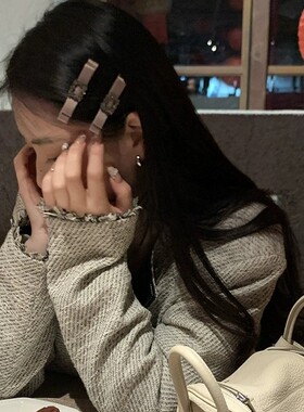 杨超越同款今天是太阳雨蝴蝶结水钻缎面侧边边夹碎发刘海夹轻奢风