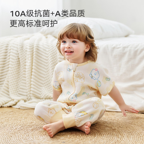 ibabyX奈娃家族恒温宝宝睡袋薄款夏季纱布儿童睡袋空调房四季通用 - 图2