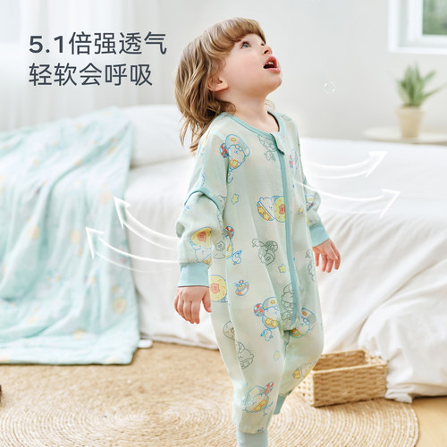 ibabyX奈娃家族恒温宝宝睡袋薄款夏季纱布儿童睡袋空调房四季通用 - 图3