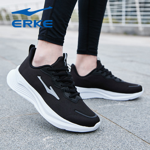 鸿星尔克男鞋秋冬季新款黑色爸爸中年父亲运动鞋轻便软底跑步鞋子 - 图1