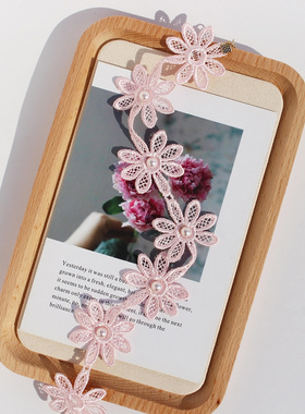 外贸原单甜美气质粉色蕾丝花朵颈链镶嵌珍珠choker卡脖锁骨链女65