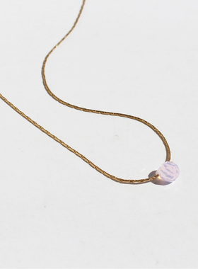 外贸饰品欧美极简精致粉水滴吊坠项链百搭叠戴细链条锁骨链百搭27