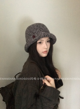 【花纱针织侧扣渔夫帽】新款百搭显脸小休闲女款个性秋冬
