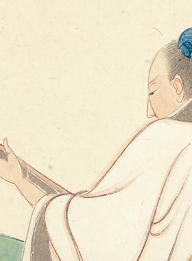 1:1张u大千拨沅图人物真迹乐器国画微喷名画复制品客厅装饰挂画