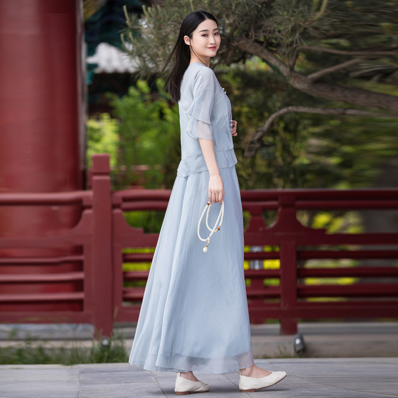 改良版复古汉服夏季新款旗袍连衣裙 森莲连衣裙