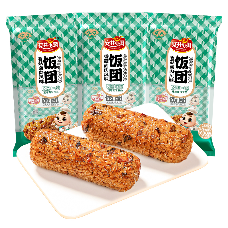 安井早餐速食饭团香菇卤肉味糯米饭600g*3袋共12个懒人方便即食-图0