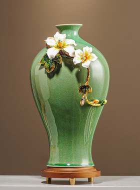 锦上添花珐琅彩高档陶瓷花瓶摆件客厅电视柜酒柜装饰乔迁新居礼品