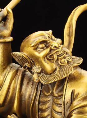 铜独站鳌头钟馗摆件魁星点斗魁星踢斗家居书房装饰品书桌工艺品
