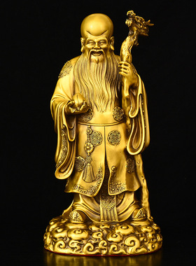 黄铜福禄寿三星摆件福星禄星寿星铜站像大小号家居玄关办公室摆件