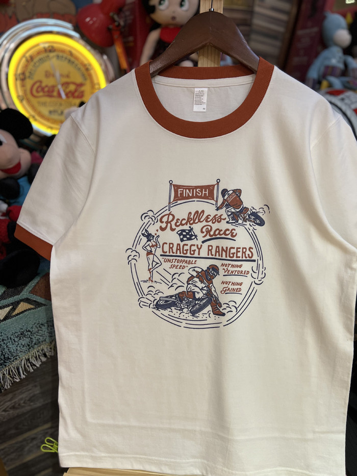 阿美咔叽 美式复古 vintage 炫酷机车风 拼色纯棉重磅男女情侣T恤,淘宝优惠券,粉丝福利购,淘宝优惠卷