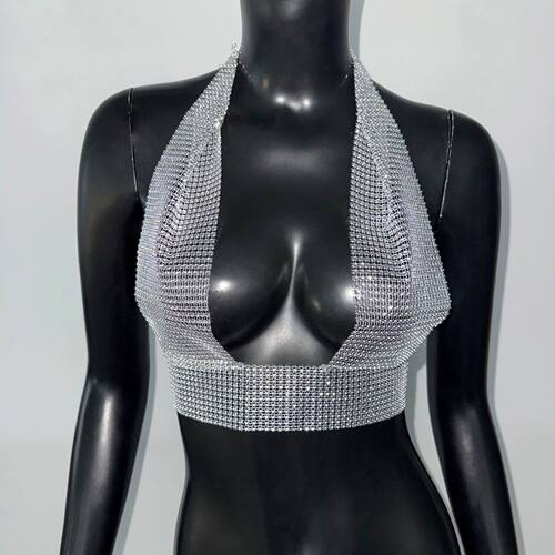 挂脖短款背心女Hanging neck short crop top with exposed navel - 图1