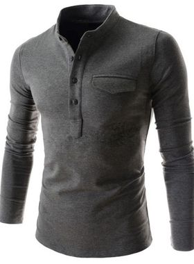 Men's Long Sleeve Slim Fit Fashion T-Shirt 男士长袖修身T恤