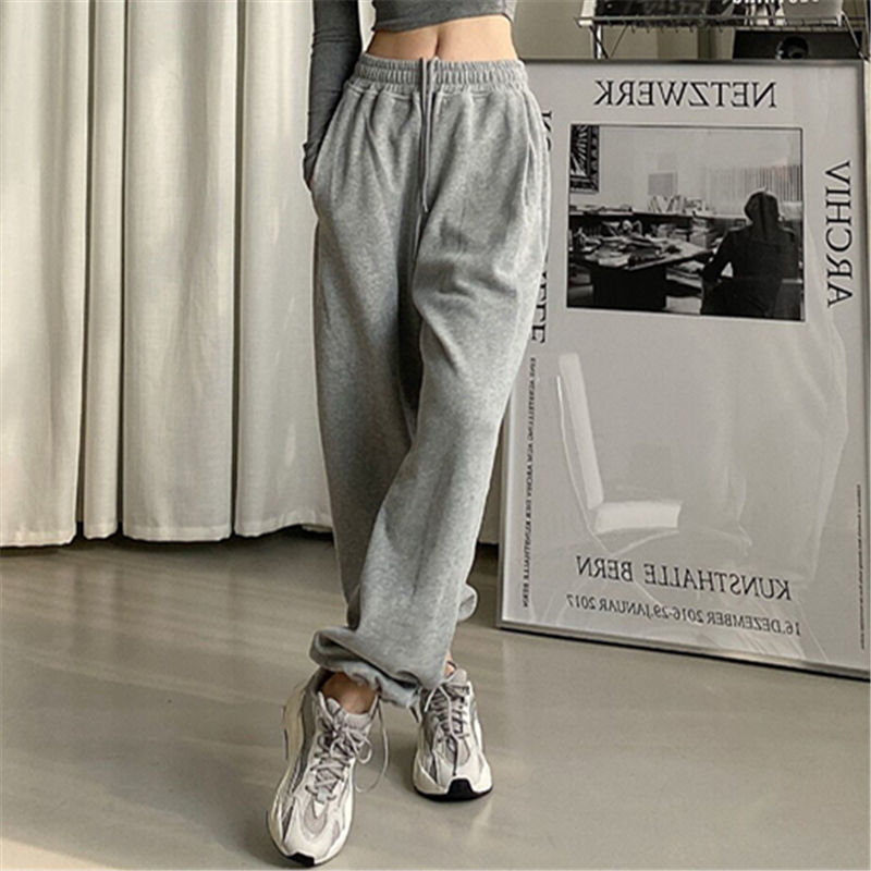 ants Gray Jogger High Waist Sweat Casual Trousers For Female - 图2