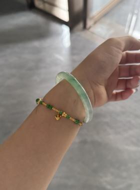 缅甸冰种晴水飘花翡翠细圆条女镯
