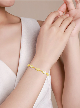 天然和田玉葫芦S925银镶手链