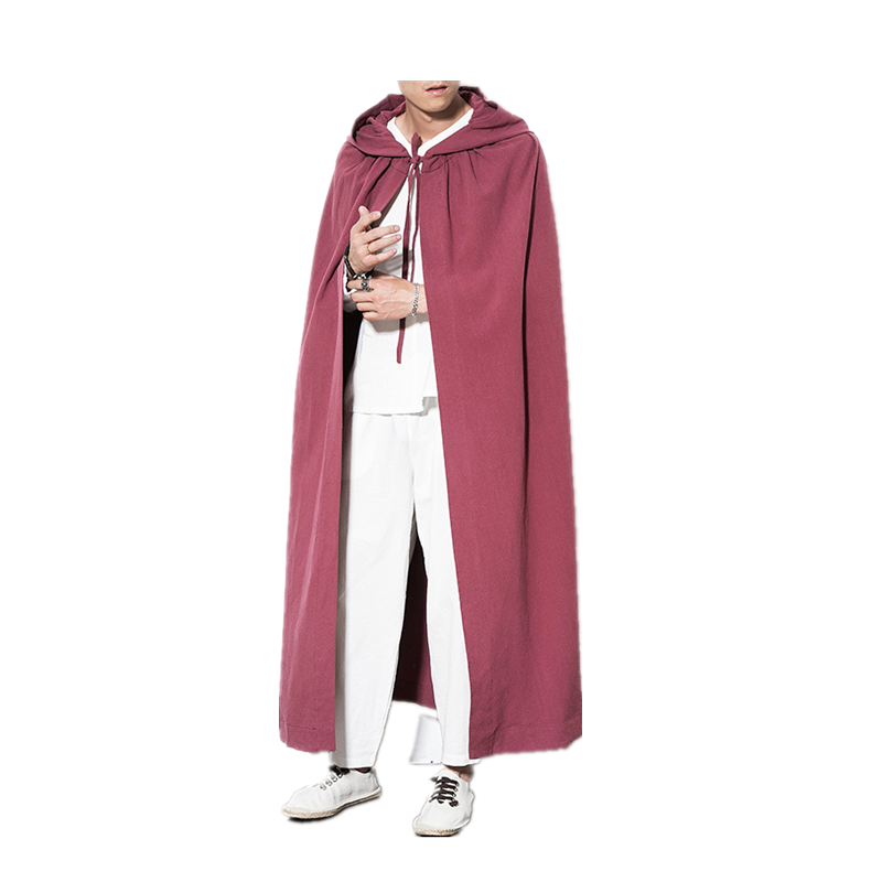 打坐禅修棉麻中长款男女居士服披风 草墨风衣