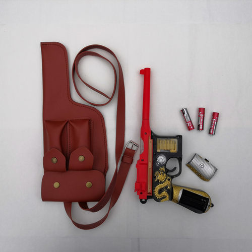 儿童玩具枪演出道具盒子枪驳壳枪八路军短枪红军毛瑟枪电动音乐枪 - 图0