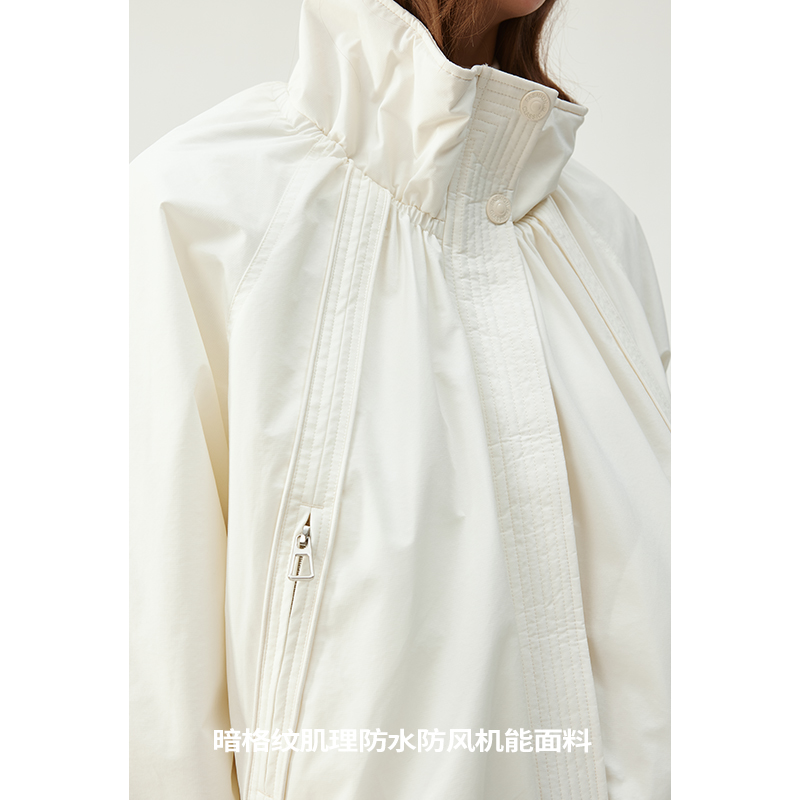 BLANK LABEL白鹅绒羽绒服女冬立领抽褶短款派克服轻薄款保暖外套 - 图0