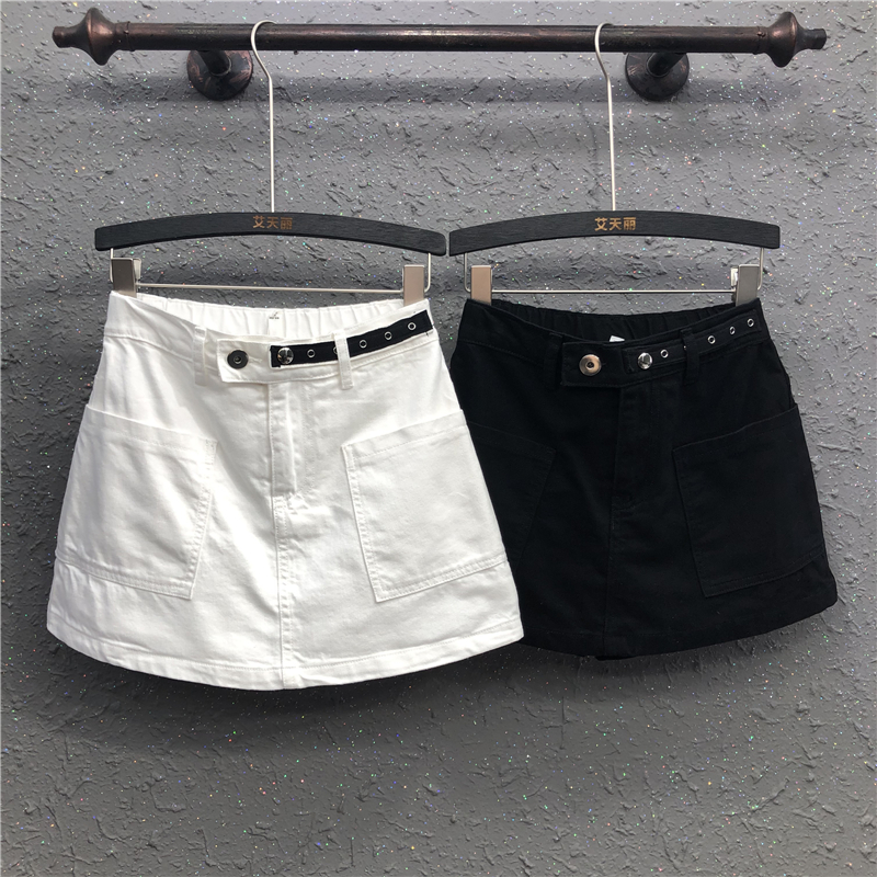艾天丽旗舰店牛仔短裙女裤裙潮夏季新款港味百搭显瘦大口袋a字包臀半身裙0