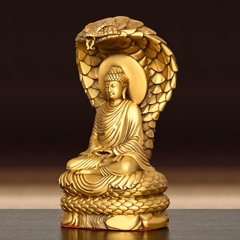 纯铜释迦牟尼蛇仙佛像摆件大日如来蛇护佛陀家用店铺佛堂供养神像-图1
