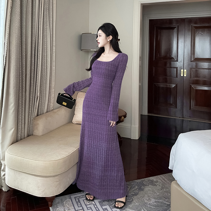 instahot 法式优雅蕾丝罩衫连衣裙秋季七夕女生约会穿搭修身长裙 - 图1