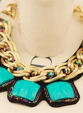 欧美复古糖果色方糖衣领夸张个性精致假领子女士项链饰品小众设计