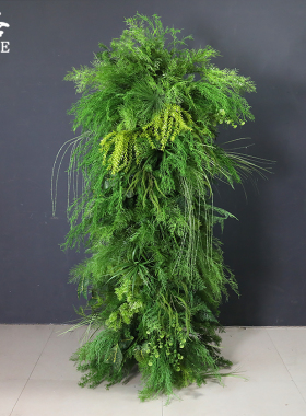 森系大花柱瀑布花婚礼堂舞台装饰