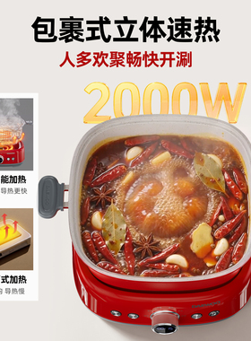 大宇S38多功能料理锅电蒸锅蒸煮炖一体锅涮烤锅火锅乔迁新婚礼物