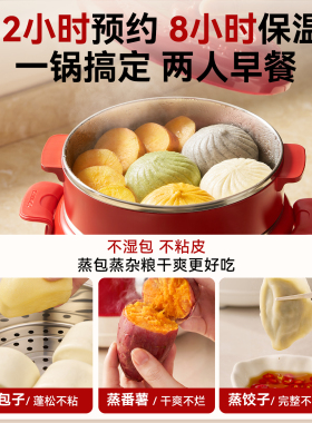大宇电煮锅家用不锈钢内胆蒸煮炖一体锅预约定时电蒸锅电火锅礼物