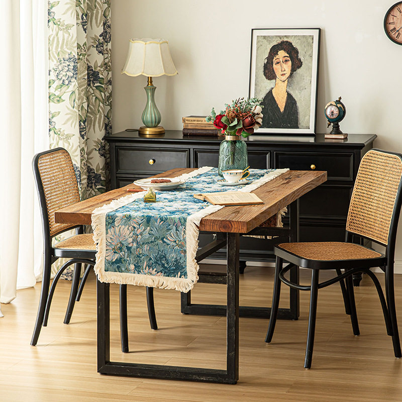 波西米亚提花编织桌旗装饰布油画风花朵棉麻桌巾家用茶几旗盖布,淘宝优惠券,粉丝福利购,淘宝优惠卷