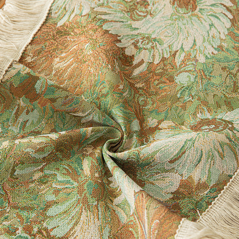 波西米亚提花编织桌旗装饰布油画风花朵棉麻桌巾家用茶几旗盖布,淘宝优惠券,粉丝福利购,淘宝优惠卷