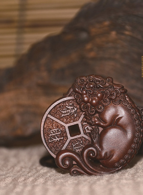 雷击枣木貔貅吊坠招米