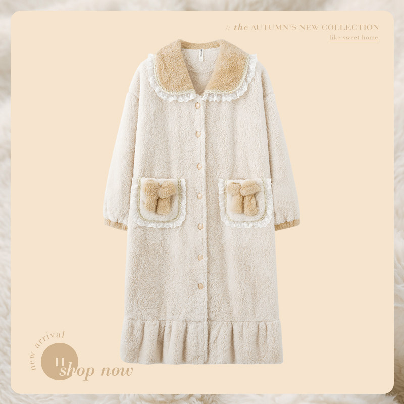 思莉太太公主风睡裙睡袍冬季女款珊瑚绒加厚加绒长款秋冬2023新款,淘宝优惠券,粉丝福利购,淘宝优惠卷