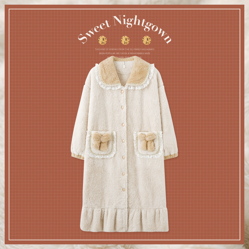 思莉太太公主风睡裙睡袍冬季女款珊瑚绒加厚加绒长款秋冬2023新款,淘宝优惠券,粉丝福利购,淘宝优惠卷