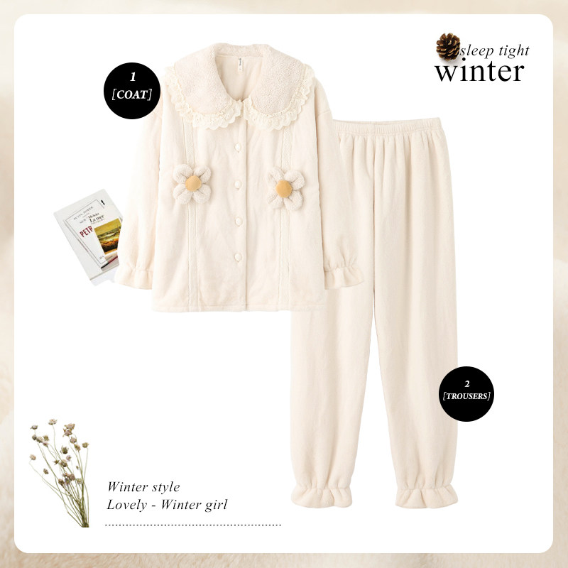 思莉太太秋冬季珊瑚绒加绒新款睡衣 思莉太太睡衣/家居服套装