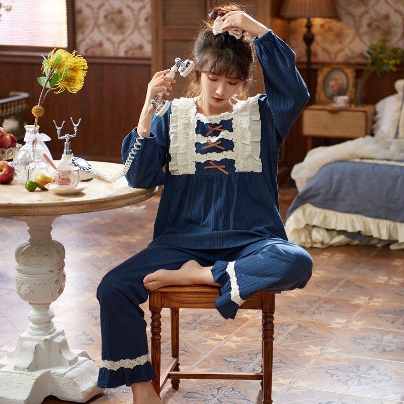 思莉太太春秋纯棉长袖公主风睡衣 思莉太太睡衣/家居服套装