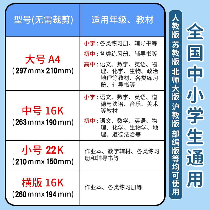 好又顺书皮自粘钻石纹书皮透明磨砂自粘书皮防水防污书套免裁剪书膜书壳纸一二三年16K小学生包书皮环保书皮 - 图2