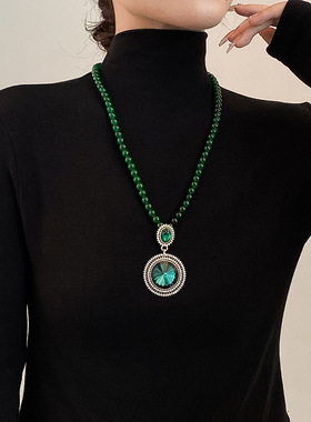 水滴花朵天鹅流苏项链女款毛衣链